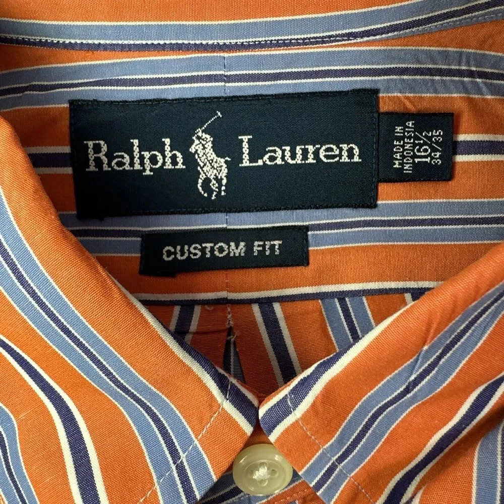 Polo Ralph Lauren Polo Shirt‎ Men's 16.5 34/35 Custom Fit 100% Cotton L/S Oxford